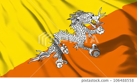 不丹國旗飄揚。 不丹國旗飄揚。 106488558