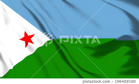 吉布提國旗飄揚。 吉布提國旗飄揚。 106488580