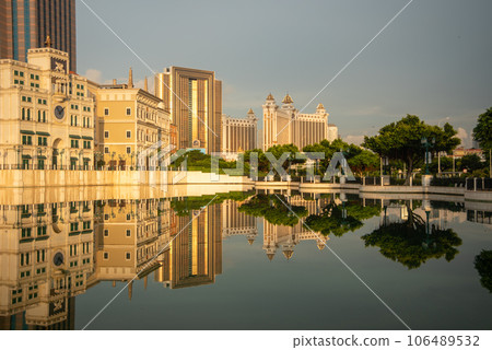 Beautiful view of luxury casino hotels in Macau Beautiful view of luxury casino hotels in Macau 106489532