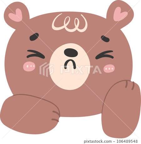 Cute brown bear face with hands, kawaii animal woodland cartoon doodle flat design. 106489548