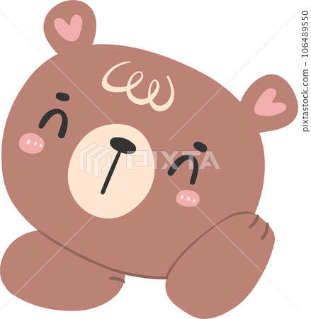 Cute brown bear face with hands, kawaii animal woodland cartoon doodle flat design. Cute brown bear face with hands, kawaii animal woodland cartoon doodle flat design. 106489550