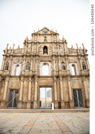 Beautiful scenery of the ruins of St. Paul's Cathedral in Macau Old Town 106489840