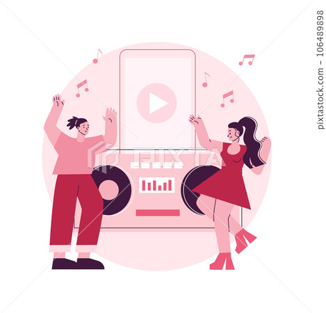 Docking station abstract concept vector illustration. Audio docking station, electronic device, play music, charging battery, connect headset, wireless speaker, home network abstract metaphor. Docking station abstract concept vector illustration. Audio docking station, electronic device, play music, charging battery, connect headset, wireless speaker, home network abstract metaphor. 106489898
