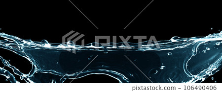 抽象的藍色波浪和飛濺 抽象的藍色波浪和飛濺 106490406