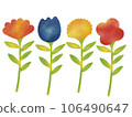 Set of 4 pastel colorful flower illustrations 106490647