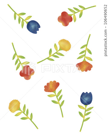 柔和風格的彩色花卉插畫圖案 106490652