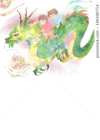 Watercolor painting of a dragon carrying a child, postcard size without prayers Watercolor painting of a dragon carrying a child, postcard size without prayers 106490714