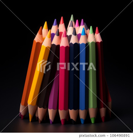 Artistic Colored pencil Art Tool Photorealistic Square Illustration. Design and Creativity. Ai Generated Trendy Illustration with Professional Graphic Colored pencil Art Tool. 106490891