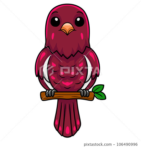 Cute pompadour cotinga bird cartoon on tree branch 106490996