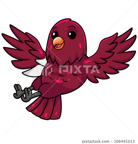 Cute pompadour cotinga bird cartoon flying 106491013
