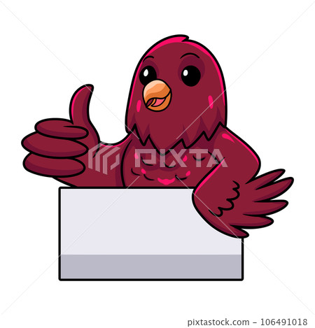 Cute pompadour cotinga bird cartoon giving thumb up 106491018