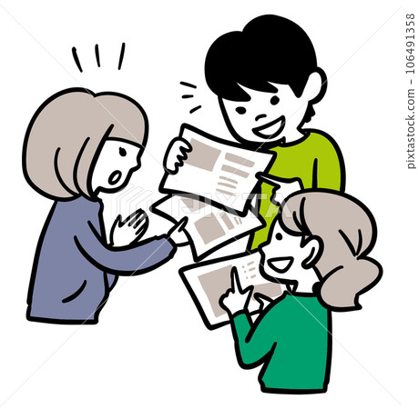 Internal study session while looking at materials brought home from training 106491358