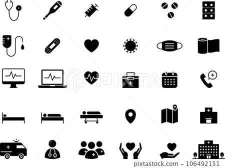 silhouette medical icon set 106492151
