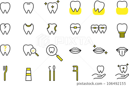 Stylish dental icon set 106492155