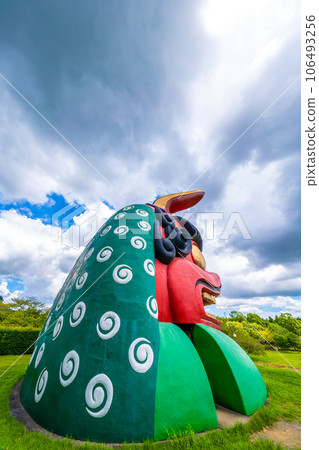 Lion head on hill of Hitachi Fudoki 106493256