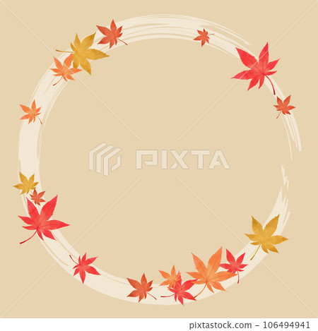 Maple circular frame beige background wallpaper 106494941