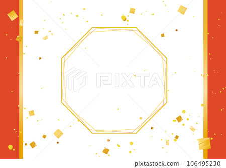 八角形和金箔日式背景材料框架框架 八角形和金箔日式背景材料框架框架 106495230