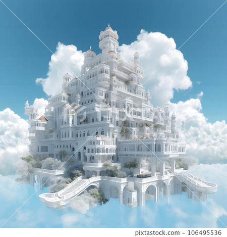 豪華白色皇宮的外觀透視 生成人工智能 106495536