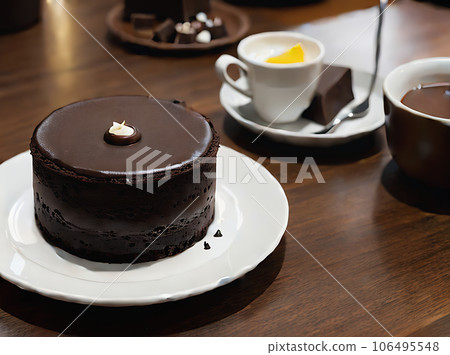 Realistic chocolate dessert neutral palette warm lighting 106495548