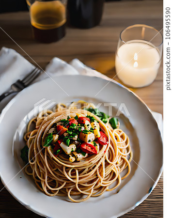 Realistic pasta neutral palette warm detailed cozy 106495590