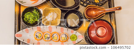 Japanese bento set. Food at a Japanese restaurant BANNER, LONG FORMAT 106495702