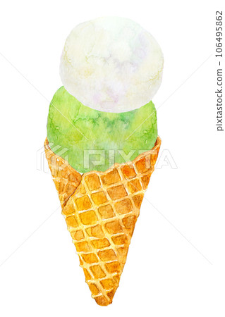 水彩插圖冰淇淋雙 106495862