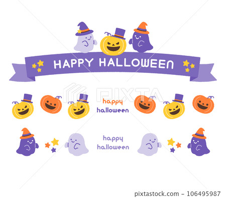 Halloween frame, ribbon, frame illustration material 106495987