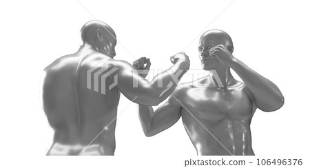 3d render of two boxing shirtless men on white background. 3d render of two boxing shirtless men on white background. 106496376