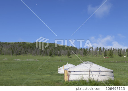 Traditional ger in the Orkhon valley in Mongolia 106497113