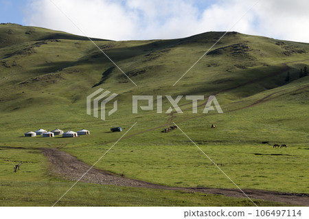 Traditional ger in the Orkhon valley in Mongolia 106497114