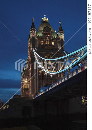 Tower Bridge in London at dusk 106497137