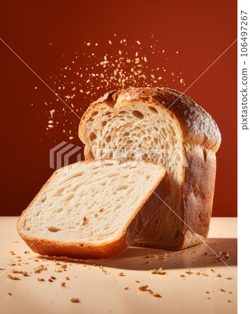 Freshly Baked White Bread Photorealistic Vertical Illustration. Crusty Pastry, Gourmet Bakery. Ai Generated bright Illustration with Aromatic Traditional White Bread. 106497267