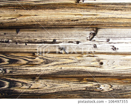 The brown texture of the grilled cedar board fence (Image corrected to monotone and retouched) The brown texture of the grilled cedar board fence (Image corrected to monotone and retouched) 106497355