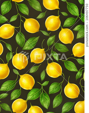 Floral lemons leaves volumetric pastel tones Floral lemons leaves volumetric pastel tones 106497750
