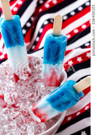 Popsicles with red, white, and blue colors. Popsicles with red, white, and blue colors. 106498105