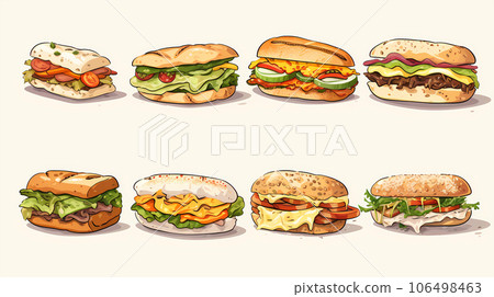 Hand drawn cartoon delicious sandwich illustration 106498463