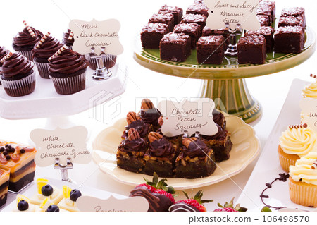 Dessert bar with assorted chocolate sweets. Dessert bar with assorted chocolate sweets. 106498570