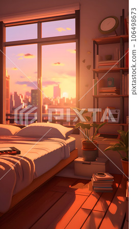 陽光透過生成人工智能照射的凌亂臥室的內部透視 陽光透過生成人工智能照射的凌亂臥室的內部透視 106498673