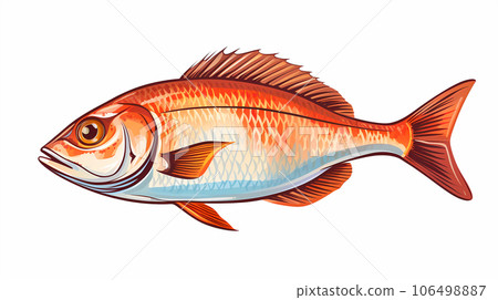 手绘卡通美味的海鱼插画 106498887