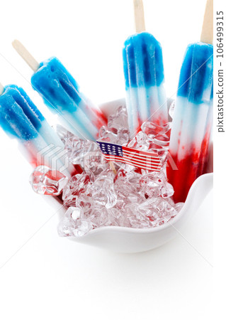 Popsicles with red, white, and blue colors. Popsicles with red, white, and blue colors. 106499315