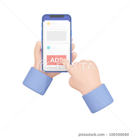 3DCG | Image of viewing in-feed advertisements in SNS apps on a smartphone 3DCG | Image of viewing in-feed advertisements in SNS apps on a smartphone 106500680