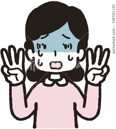 一位蒼白婦女的上半身插圖,每隻手各有三個手指 一位蒼白婦女的上半身插圖,每隻手各有三個手指 106501192