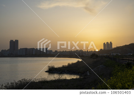 Bicycle path along Yeongsangang River 106501403