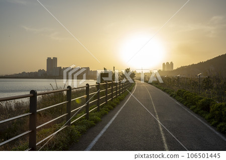 Bicycle path along Yeongsangang River 106501445