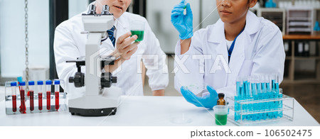 Test tubes in clinic, pharmacy and medical research laboratory and new chemical substances. 106502475