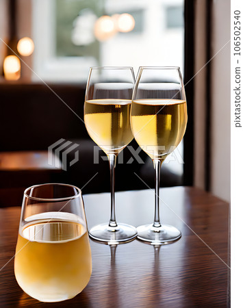 Realistic white wine cozy atmosphere warm lighting 106502540