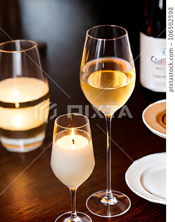Realistic white wine cozy atmosphere warm lighting Realistic white wine cozy atmosphere warm lighting 106502598