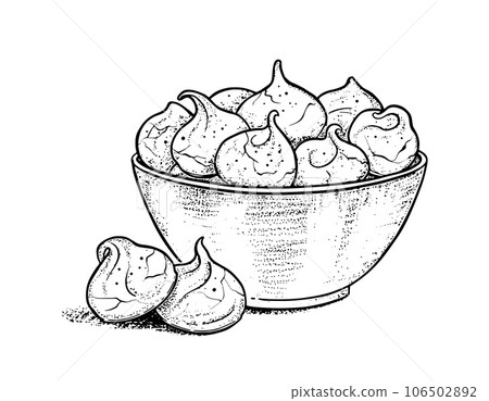 Vector sketchy illustration of meringue cookies 106502892