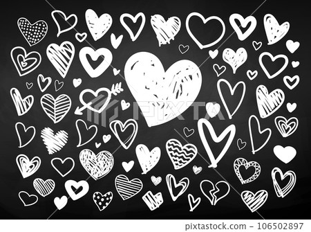 Heart doodles on chalkboard background 106502897