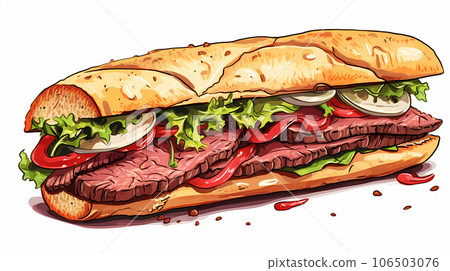 手绘卡通三明治插画 106503076